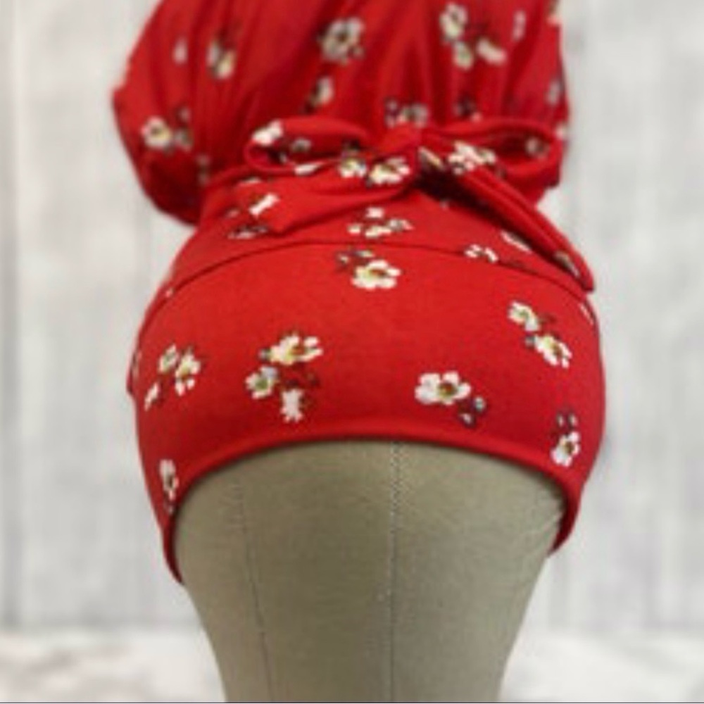 ❤️Floral Red Scrub cap ❤️
